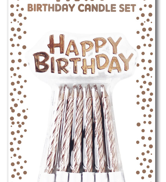 Clairefontaine verjaardagskaarsen 'Gefeliciteerd', rose goudkleurig.