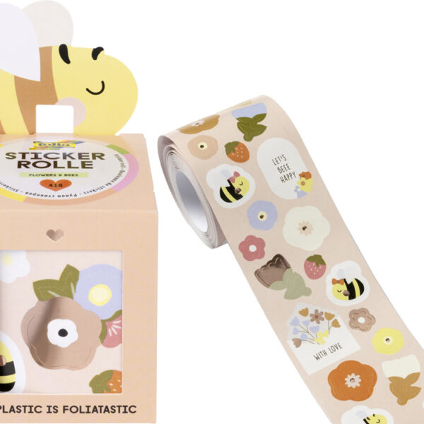 Bloemen- en bijenstickers op rol, 4 meter