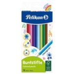 Pelikan gekleurde potloden, zeshoekig, set van 12 in kartonnen etui.