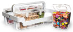 deflecto Caddy-Organizer, stapelbaar, wit/transparant