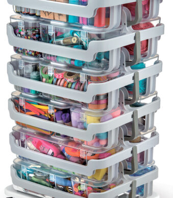 deflecto Caddy-Organizer, stapelbaar, wit/transparant