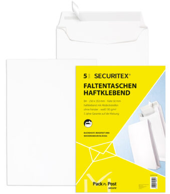 Vouwzak voor verzending B4, zonder venster, wit