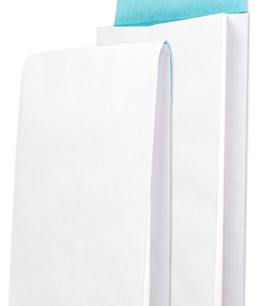 Verzendzakken golvend B4, draadverstevigd, wit/blauw