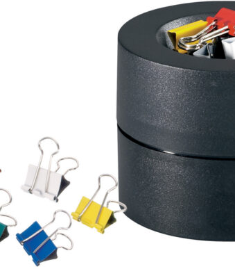 MAUL mauly-dispenser incl. 12 mauly Foldback-papierklem/brievenklemmen, zwart