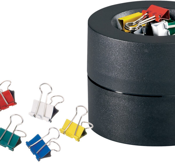 MAUL mauly-dispenser incl. 12 mauly Foldback-papierklem/brievenklemmen, zwart