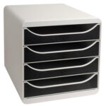 Exacompta ladebak, 4 laden, lichtgrijs/zwart