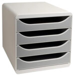 Exacompta Ladebox Groot Model, 4 laden, lichtgrijs