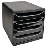 Exacompta Ladeblok Groot, 4 laden, hoogglans zwart