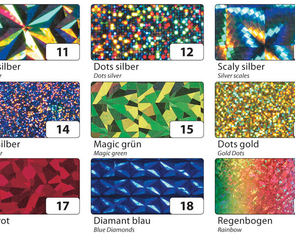 Holografische zelfklevende folie, 400 x 1000 mm, displaymodel