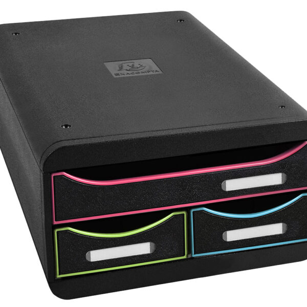 EXACOMPTA schuifladenbox SMALL-BOX, 3 lades,zwart/harlekijn