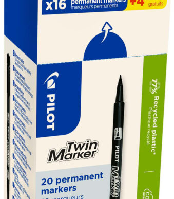 PILOT Permanent-marker Twin Marker, BONUS PACK, zwart