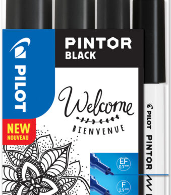 PILOT pigmentmarker PINTOR, medium, set van 4 'BLACK'