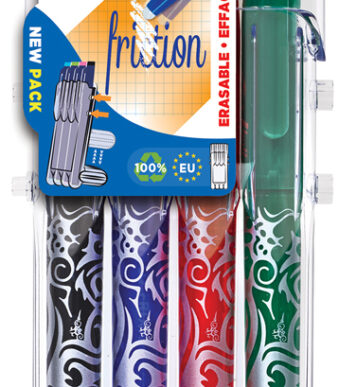 PILOT rollerball FRIXION BALL 07 Set2Go, 0,35 mm, 4 stuks in etui