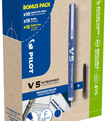 PILOT rollerball V5 HI-TECPOINT, blauw, BONUSPACK