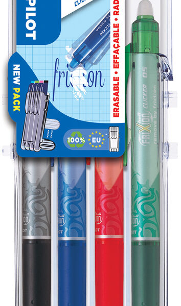 PILOT rollerball FRIXION BALL CLICKER 05 Set2Go, 4 stuks in etui