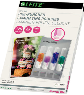 LEITZ lamineerhoes, DIN A4, ordnerponsing, 250 mic, 100 st.