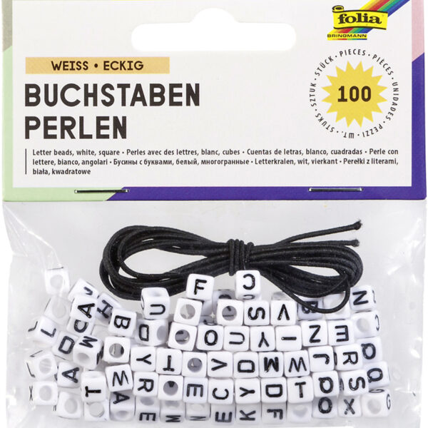 Hoekige letterkralen, 100 stuks, wit