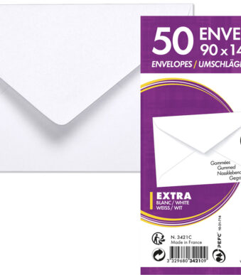 Clairefontaine visitekaart-enveloppen, 90 x 140 mm, wit