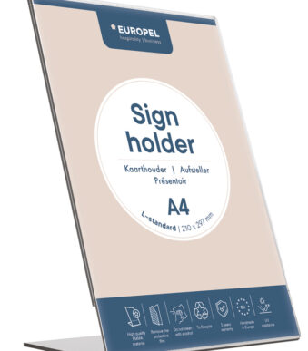 EUROPEL tafelstandaard acrylic, DIN A4 staand, schuin