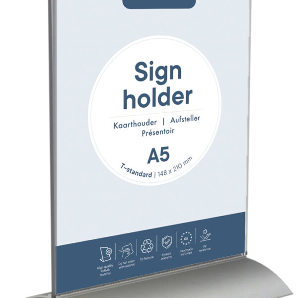 EUROPEL tafelstandaard, DIN A5 staand, aluminiumsokkel