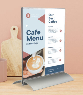 EUROPEL tafelstandaard, DIN A5 staand, aluminiumsokkel