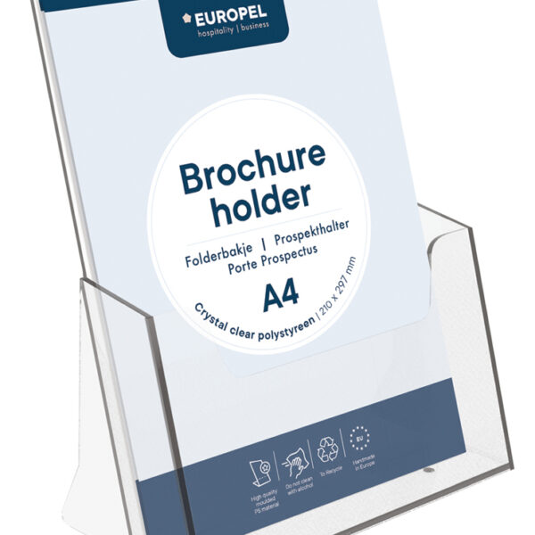 EUROPEL tafel-brochurehouder, A4 staand, 1 vak, glashelder