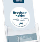EUROPEL tafel-brochurehouder, A4 staand, met visitekaartvak
