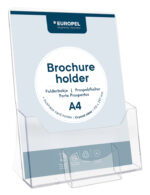 EUROPEL tafel-brochurehouder, A4 staand, met visitekaartvak