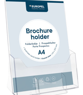 EUROPEL tafel-brochurehouder, A4 staand, met visitekaartvak
