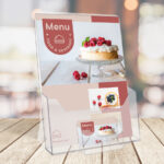 EUROPEL tafel-brochurehouder, A4 staand, met visitekaartvak