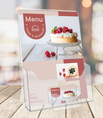 EUROPEL tafel-brochurehouder, A4 staand, met visitekaartvak