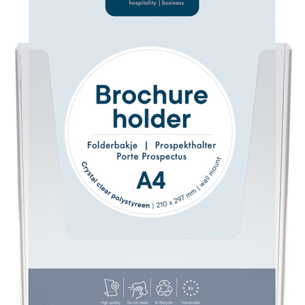 EUROPEL wand-brochurehouder, A4 staand, 1 vak, glashelder