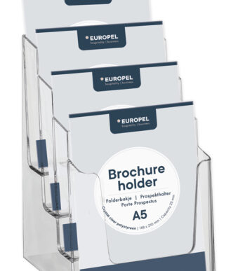 EUROPEL tafel-brochurehouder, A5 staand, 4 vakken, glashelder