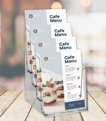 EUROPEL tafel-brochurehouder, A5 staand, 4 vakken, glashelder