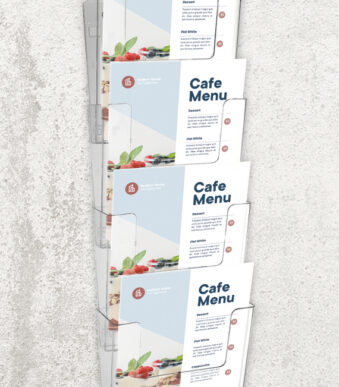 EUROPEL wand-brochurehouder, A4 staand, 4 vakken, glashelder