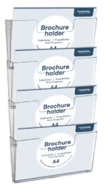EUROPEL wand-brochurehouder, A4 liggend, 4 vakken, glashelder
