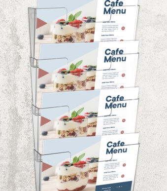 EUROPEL wand-brochurehouder, A4 liggend, 4 vakken, glashelder