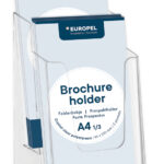 EUROPEL tafel-brochurehouder, 1/3 DIN A4, 2 vakken, glashelder