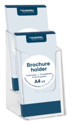 EUROPEL tafel-brochurehouder, 1/3 DIN A4, 2 vakken, glashelder