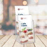 EUROPEL tafel-brochurehouder, 1/3 DIN A4, 2 vakken, glashelder