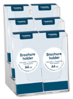 EUROPEL tafel-brochurehouder, 1/3 DIN A4, 6 vakken, glashelder