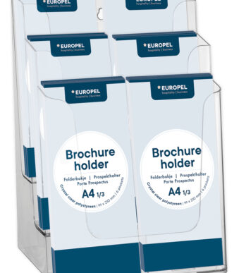 EUROPEL tafel-brochurehouder, 1/3 DIN A4, 6 vakken, glashelder