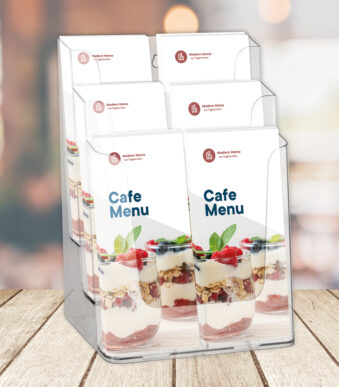 EUROPEL tafel-brochurehouder, 1/3 DIN A4, 6 vakken, glashelder