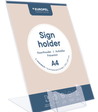 EUROPEL tafelstandaard acrylic, DIN A4 staand, schuin