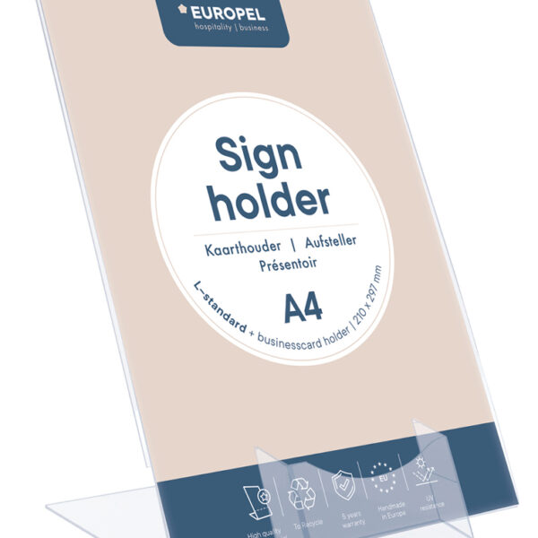 EUROPEL tafelstandaard acrylic, DIN A4 staand, schuin