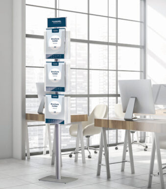 EUROPEL brochurestandaard met voetplaat, DIN A4, 6 vakken