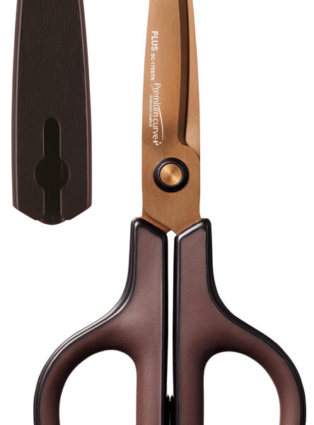 PLUS JAPAN universele schaar FITCUT CURVE titanium, bruin