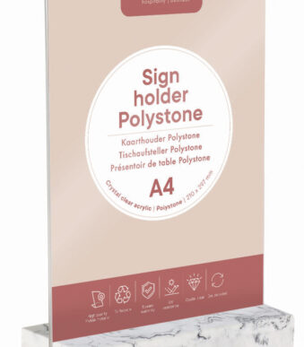 EUROPEL tafelstandaard, DIN A4 staand, polystone wit