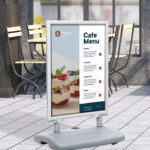 EUROPEL posterstandaard met kunststof voet, A1, zilver