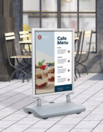 EUROPEL posterstandaard met kunststof voet, A1, zilver